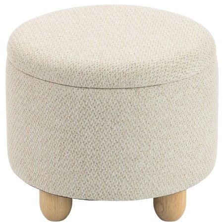 Ümmargune hoiupink kaanega, linase välimusega, 38,5 × 38,5 × 33,5 cm, beež