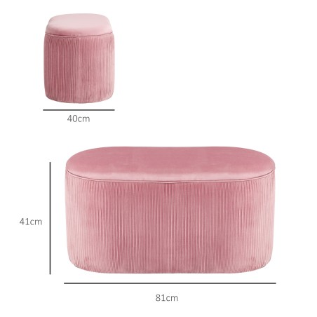 Panipaigaga polsterdatud pink, retrostiilis, 81 × 40 × 41 cm, vanaroosa