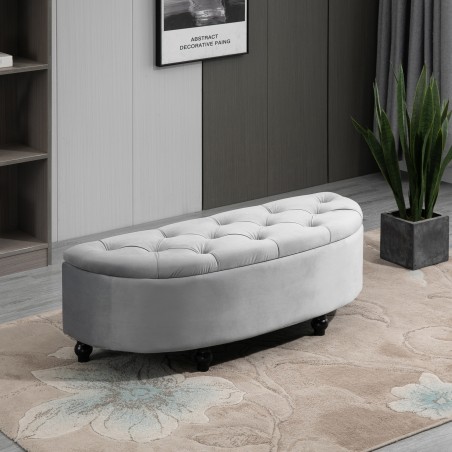 Panipaigaga sametise välimusega pink, hall, 120 × 46 × 42 cm