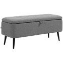 Panipaigaga polsterdatud pink terasjalgadega, 102 × 40 × 44 cm, hall