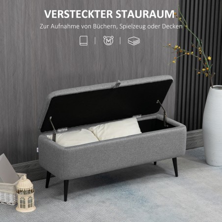 Panipaigaga polsterdatud pink terasjalgadega, 102 × 40 × 44 cm, hall
