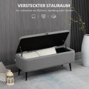 Panipaigaga polsterdatud pink terasjalgadega, 102 × 40 × 44 cm, hall