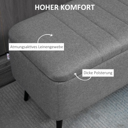 Panipaigaga polsterdatud pink terasjalgadega, 102 × 40 × 44 cm, hall
