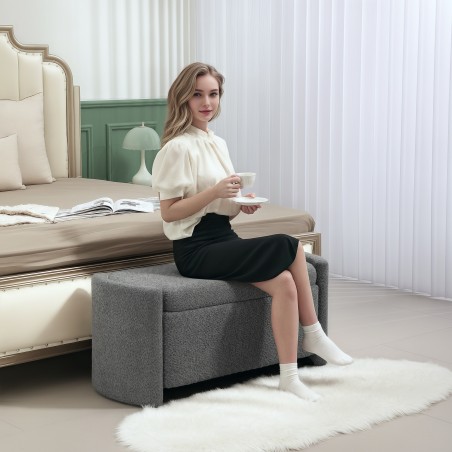 Polsterdatud panipaigaga esiku- ja jalatsipink 105 × 44 × 45,5 cm, hall