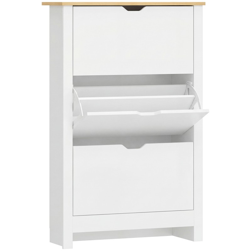 Kingakapp 3 riiuliga 18 paarile, valge ja pruun, 72 × 26 × 112 cm