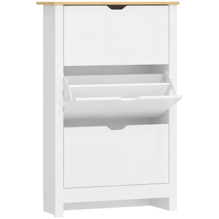 Kingakapp 3 riiuliga 18 paarile, valge ja pruun, 72 × 26 × 112 cm