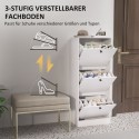 Valge jalatsikapp 3 reguleeritava kallutatava lahtriga, puitlaastplaat