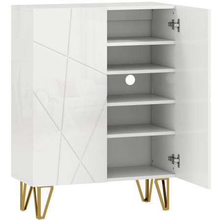 Valge 2 uksega kingakapp 3 reguleeritava riiuliga, 72 × 31,5 × 95 cm