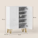 Valge 2 uksega kingakapp 3 reguleeritava riiuliga, 72 × 31,5 × 95 cm