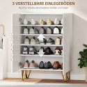 Valge 2 uksega kingakapp 3 reguleeritava riiuliga, 72 × 31,5 × 95 cm