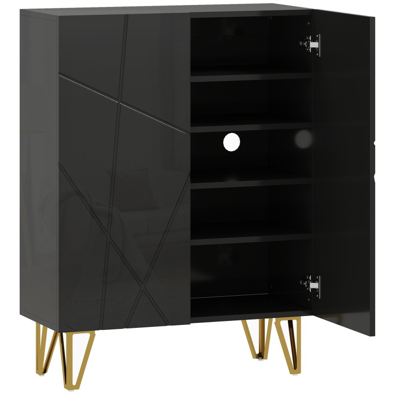 Must 2 uksega kingakapp 3 reguleeritava riiuliga, 72 × 31,5 × 95 cm