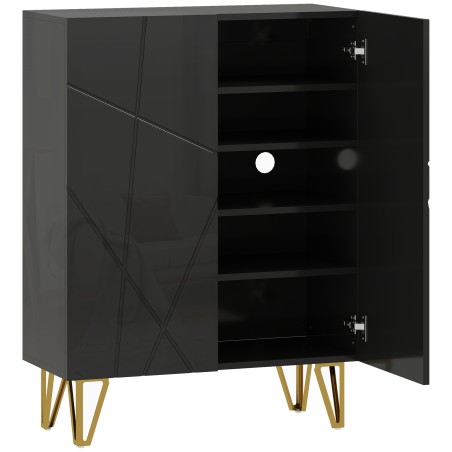 Must 2 uksega kingakapp 3 reguleeritava riiuliga, 72 × 31,5 × 95 cm