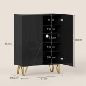 Must 2 uksega kingakapp 3 reguleeritava riiuliga, 72 × 31,5 × 95 cm