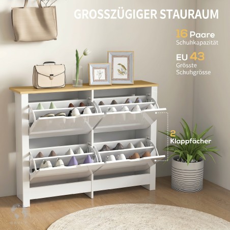 Kitsas kingakapp 4 klapplahtriga 8–16 paarile, 105 × 26 × 80 cm, valge ja naturaalne