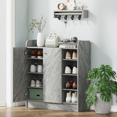 Kingakapp 12 paarile, 2 ukse ja 4 avatud riiuliga, hall