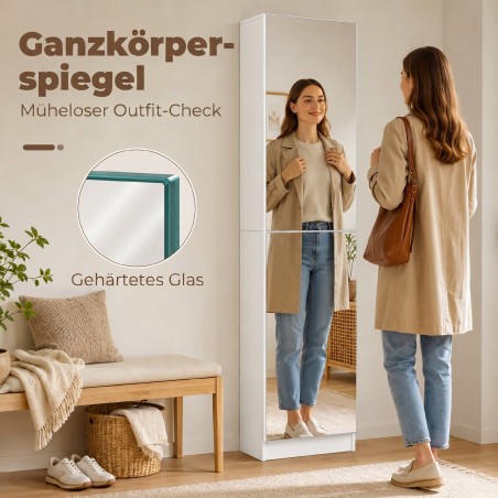 Peegliga kitsas kingakapp 5 sektsiooni ja pehmelt sulguvate ustega, valge
