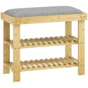 Bambusest kingapink panipaiga ja 2 avatud lahtriga, 60 × 29 × 49 cm, hall