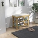 Bambusest kingapink panipaiga ja 2 avatud lahtriga, 60 × 29 × 49 cm, kreemvalge