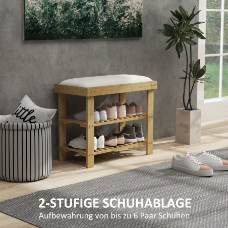 Bambusest kingapink panipaiga ja 2 avatud lahtriga, 60 × 29 × 49 cm, kreemvalge