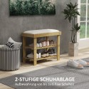 Bambusest kingapink panipaiga ja 2 avatud lahtriga, 60 × 29 × 49 cm, kreemvalge
