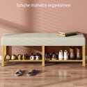 140 cm täispuidust kingapink polsterdatud istmega, naturaalne ja kreemvalge