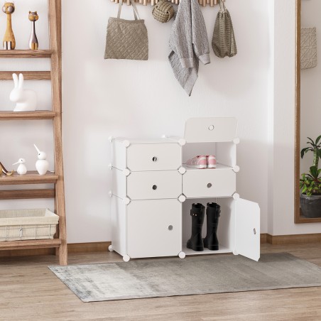 Kingariiul hoiukastidega, plastikust ja terasest, valge, 75 x 37 x 73 cm