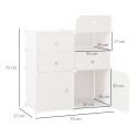 Kingariiul hoiukastidega, plastikust ja terasest, valge, 75 x 37 x 73 cm