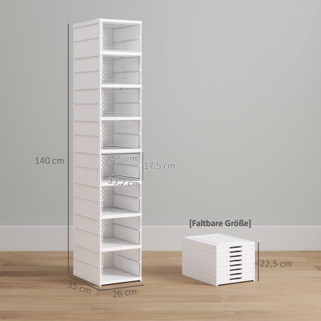 Kokkupandav 8-tasandiline plastikust kingariiul ventilatsiooniga, valge