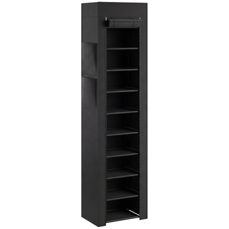 Metallist jalatsiriiul tolmukindla kattega, 20 paarile, 45 × 30 × 175 cm, must