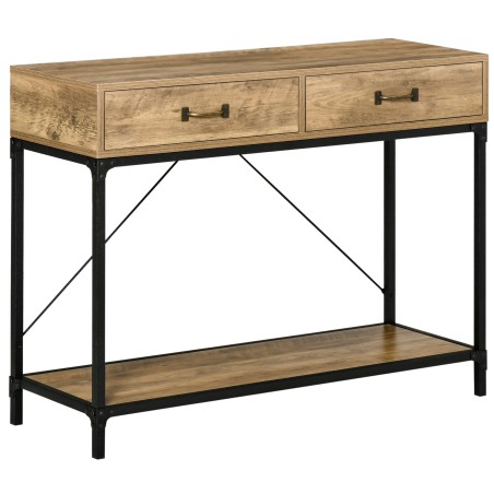 Konsoollaud riiuli ja 2 sahtliga 100 × 35 × 76,5 cm, pruun-must