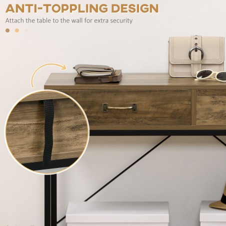 Konsoollaud riiuli ja 2 sahtliga 100 × 35 × 76,5 cm, pruun-must