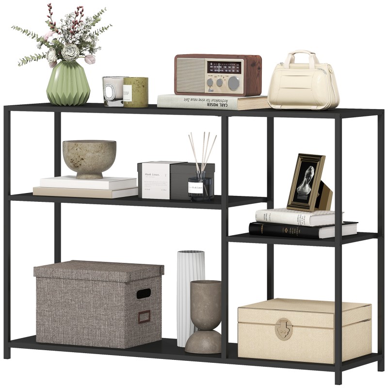 4-tasandiline terasraamiga konsoollaud esikusse või elutuppa, must