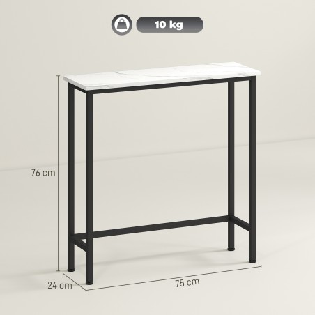 Konsoollaud esikusse, reguleeritavate jalapatjade ja kaldumisvastase kaitsega, must, 75 × 24 × 76 cm