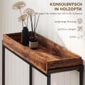 Kitsas esiku konsoollaud metallist ja puitlaastplaadist, pruun