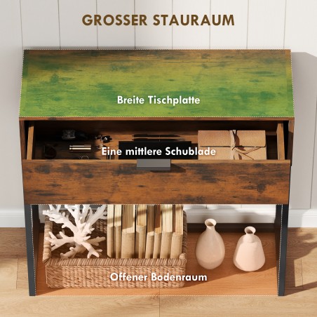 Konsoollaud sahtliga, tööstusstiilis, 80 × 30 × 76 cm, must