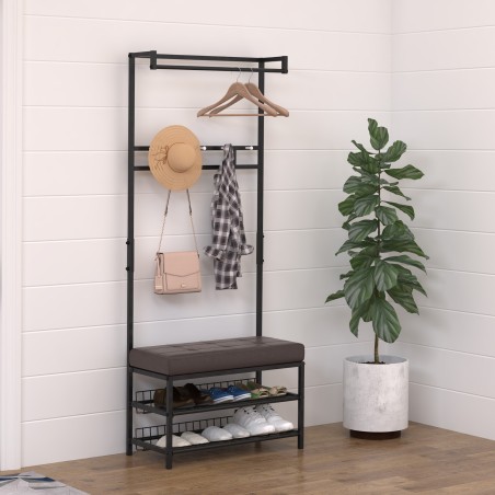 Metallist garderoob nagi ja 2-tasandilise kingapingiga, 72,5 × 35 × 180 cm