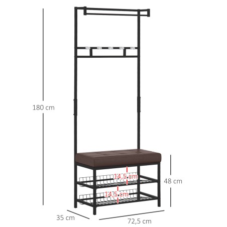 Metallist garderoob nagi ja 2-tasandilise kingapingiga, 72,5 × 35 × 180 cm