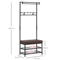 Metallist garderoob nagi ja 2-tasandilise kingapingiga, 72,5 × 35 × 180 cm