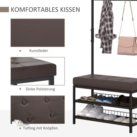 Metallist garderoob nagi ja 2-tasandilise kingapingiga, 72,5 × 35 × 180 cm