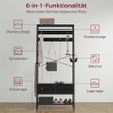 Tööstusstiilis riidenagi kingariiuli, 2 sahtli ja 8 konksuga, must