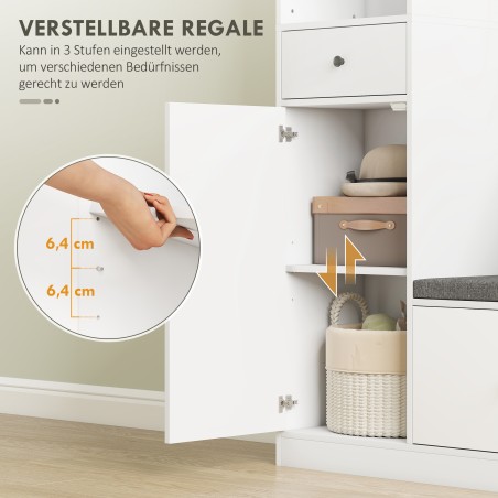 Valge 180 cm esikukapp riidenagi, kingapingi ja 4 konksuga