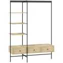 180 cm garderoobistange riiulite, sahtlite ja riidepuuga, tamm