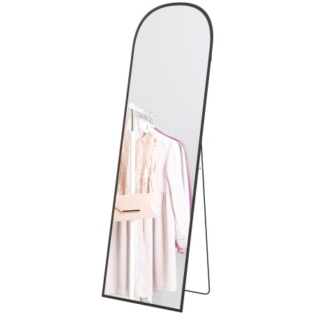 Must täispikkuses seisev peegel, moodne disain, 50 × 1,5 × 161,5 cm