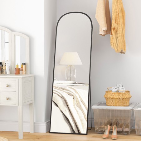 Must täispikkuses seisev peegel, moodne disain, 50 × 1,5 × 161,5 cm