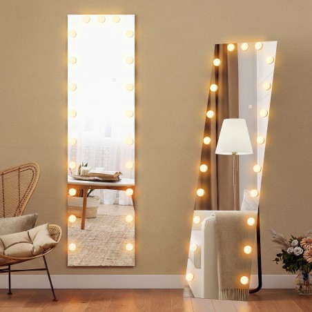 LED-valgustusega täispikk peegel 150 × 40 cm, 21 pirni ja puutelülitiga