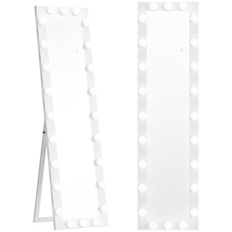 150 × 40 cm valge LED-täispikk peegel 24 lambiga