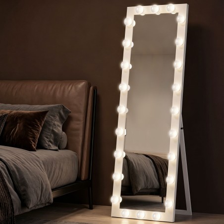 150 × 40 cm valge LED-täispikk peegel 24 lambiga