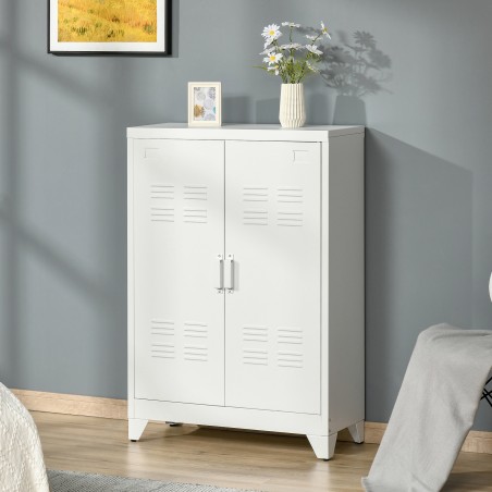 Metallist dokumendikapp magnetiliste lamellustega, valge, 75 × 33 × 110 cm