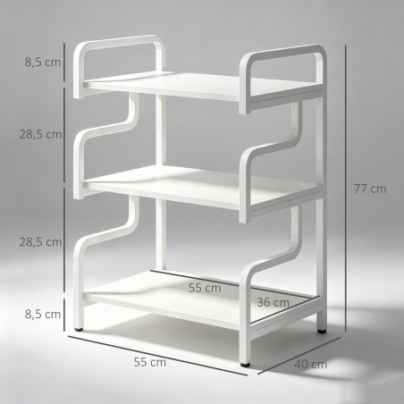 3-tasandiline printerilaud hoiuruumiga, 55 × 40 × 77 cm