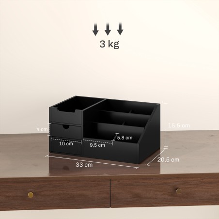 Lauaorganisaator 2 sahtliga, 33 × 20,5 × 15,5 cm, must